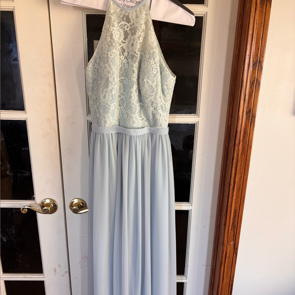 Elegant Light Blue Lace Gown